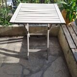 Square folding wooden garden table painted gray gray beige