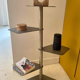 Modernist vintage side table, brushed chrome metal, France 1970