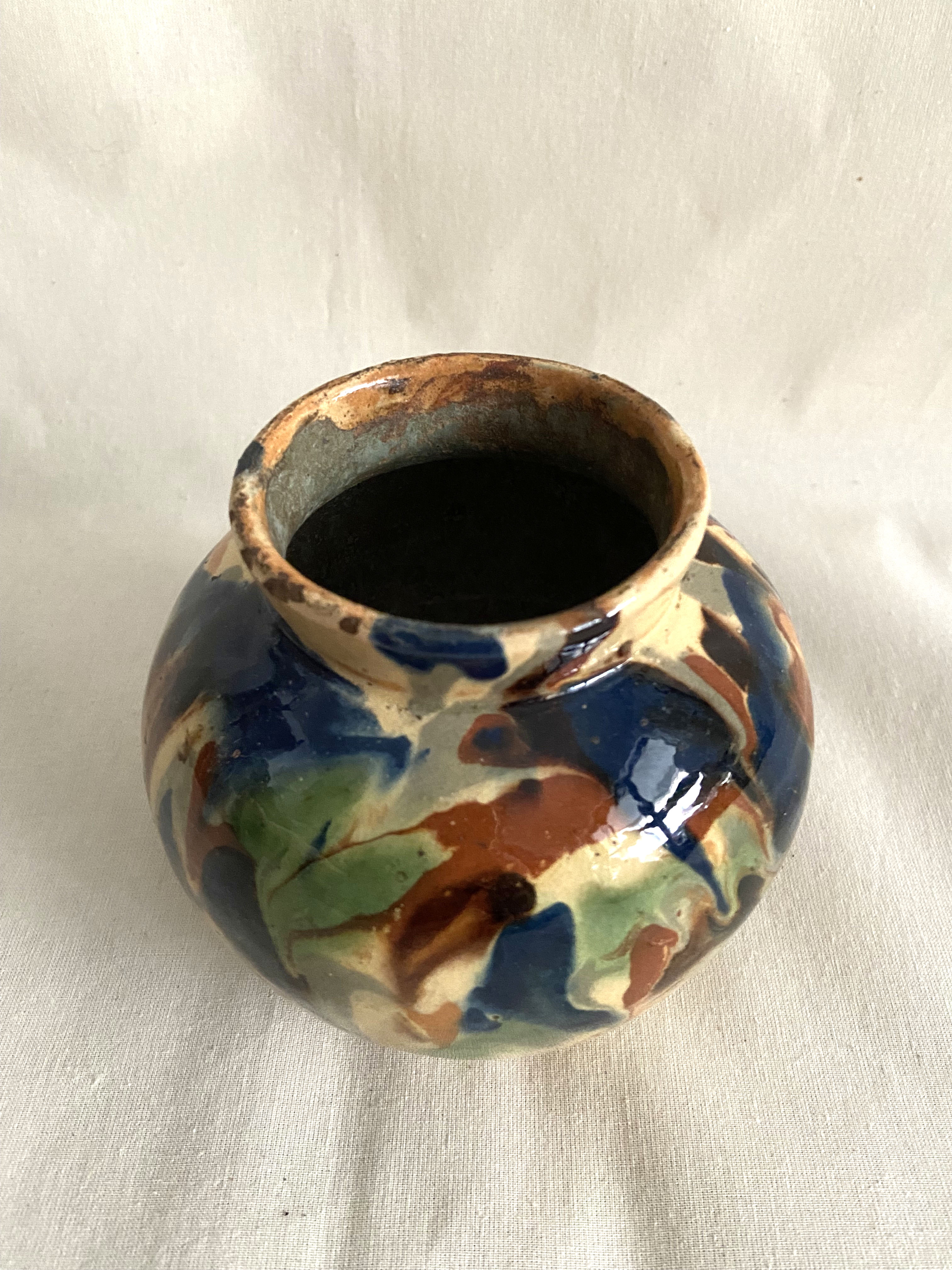 Vase in painted and glazed earth 30s
