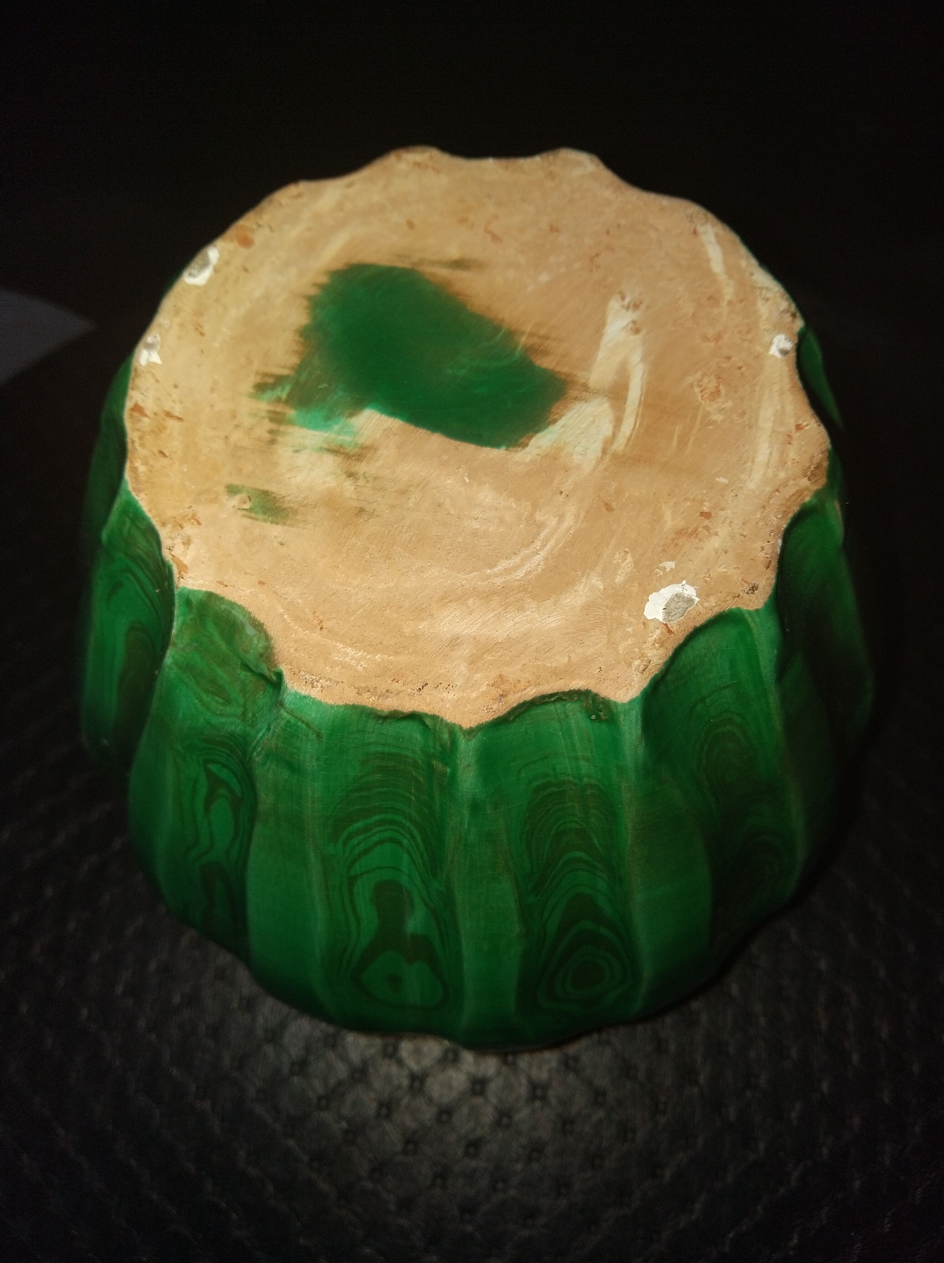 Green ceramic vase with moiré effect, circa 1930