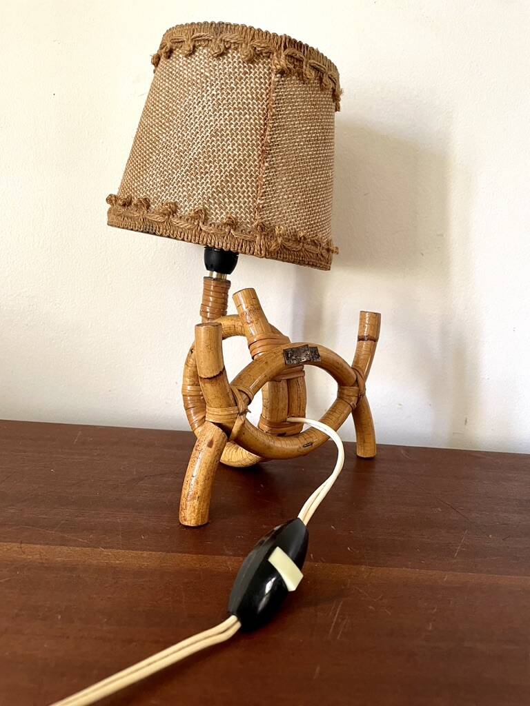 Rattan wall light by Louis Sognot 1960
