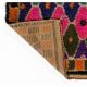 Colorful Vintage Hand-Knotted Turkish Tulu Rug with Geometric Diamond Design, 100% Wool