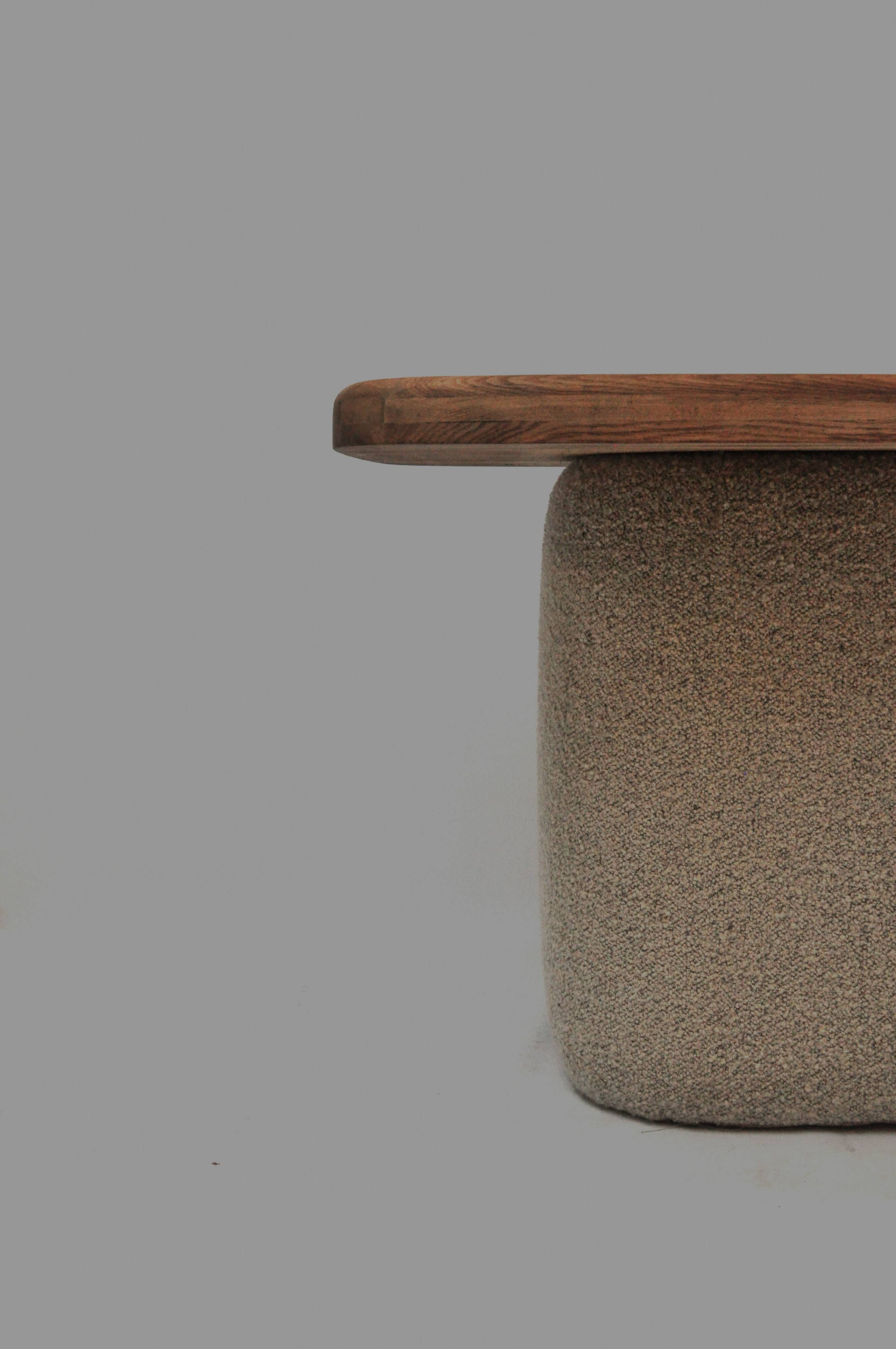Soft Table — One-Off Sculptural Table in Reclaimed Oak and Wool by Zachte Z