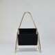 Porte-revues Carl Auböck II Midcentury, laiton et cuir noir, vintage, Autriche