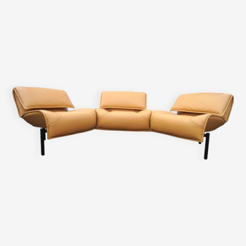 Camel leather sofa Veranda Cassina model