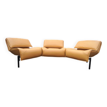 Camel leather sofa Veranda Cassina model