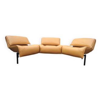Camel leather sofa Veranda Cassina model