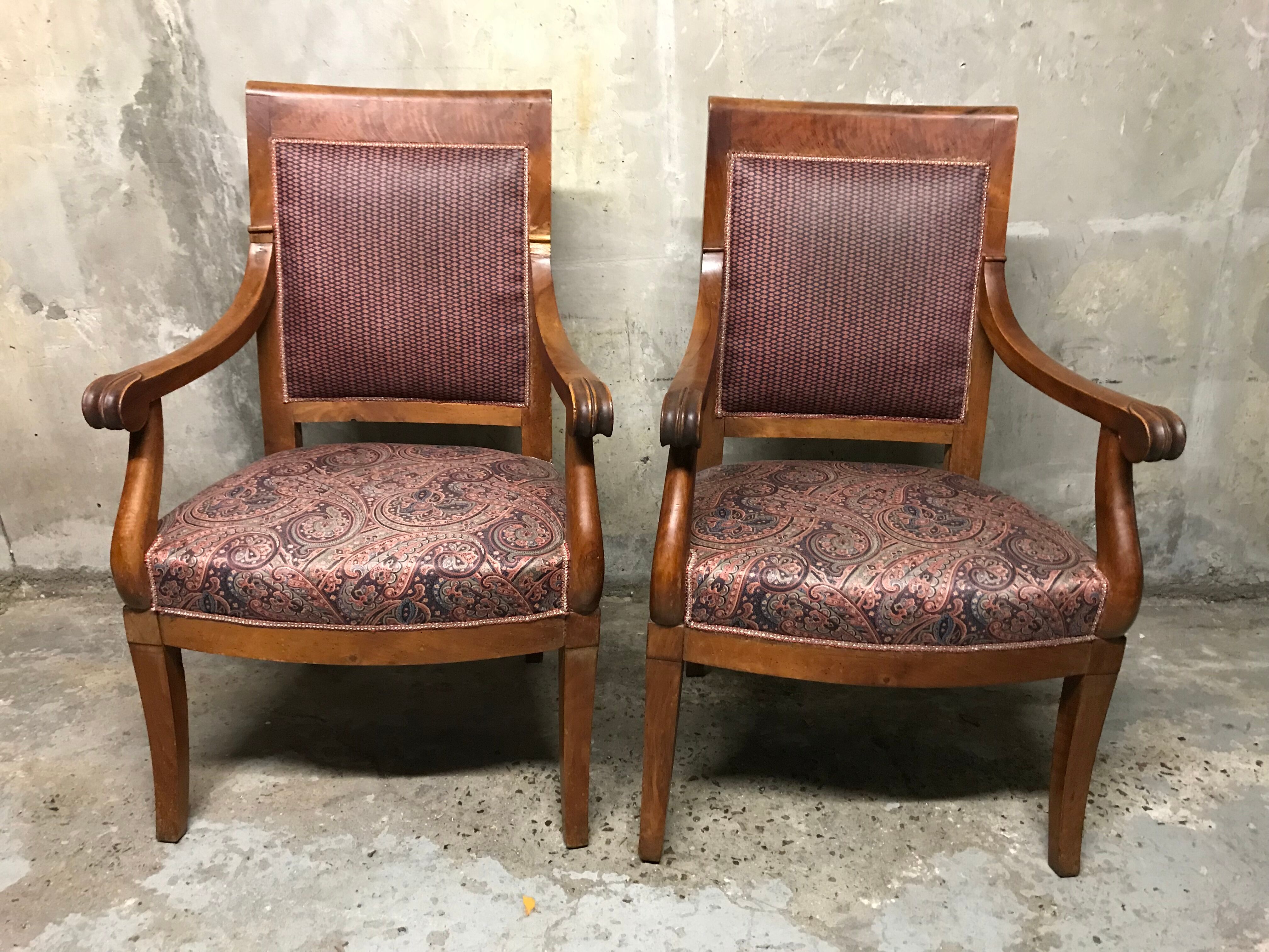 Pair of armchairs to fiddleheads Empire 19th