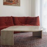 Vintage travertine coffee table, "Eye" model, by Rochebobois