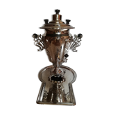 Russian Samovar silver metal and tray