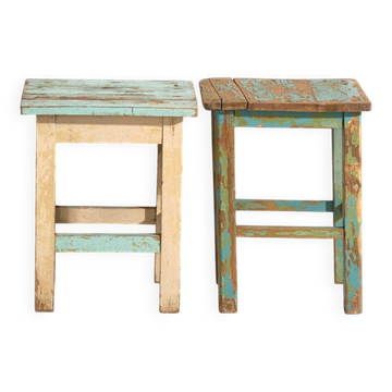 Tables de chevet anciennes en bois de pin – Europe centrale, vers 1940 #4
