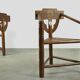Pair of vintage antique Scandinavian oak Monk chairs, Sweden 1950s
