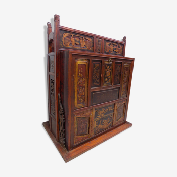 Chinese cabinet fully sculpted and calligraphed