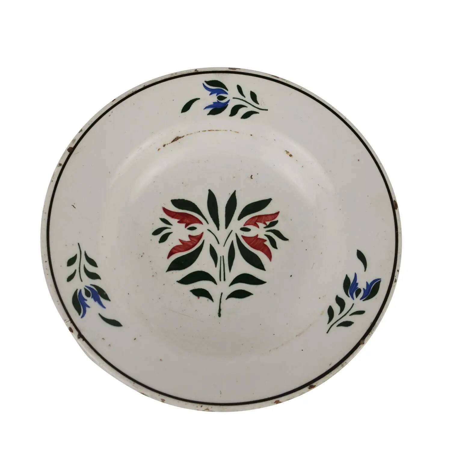 Antique ceramic plate made in France, early 20th century.