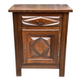 Art Deco chest of drawers in solid wood, dark satin oak finish, 1 door