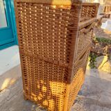 Wicker chest of drawers and rope