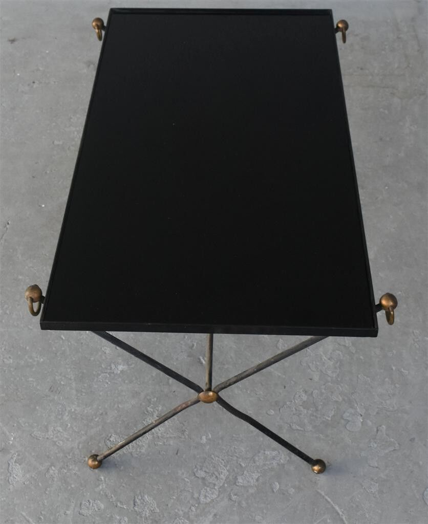 Table of metal and smoked glass style 1940