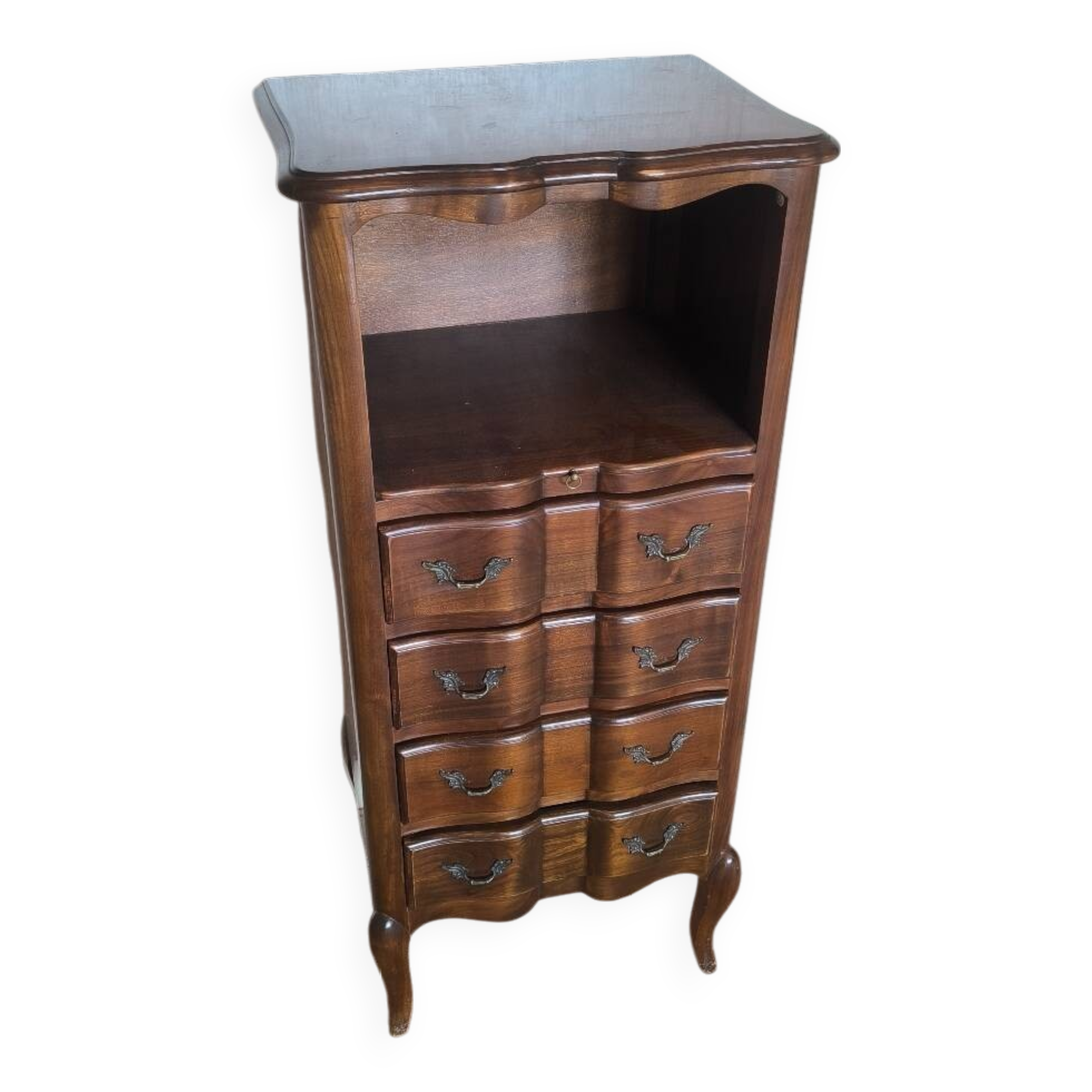 Antique 4-drawer entryway chest of drawers and retractable shelf