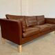 Canapé en cuir marron 3 places Mogens Hansen vintage danois des années 60