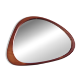 Contemporary oval mirror in teak finish