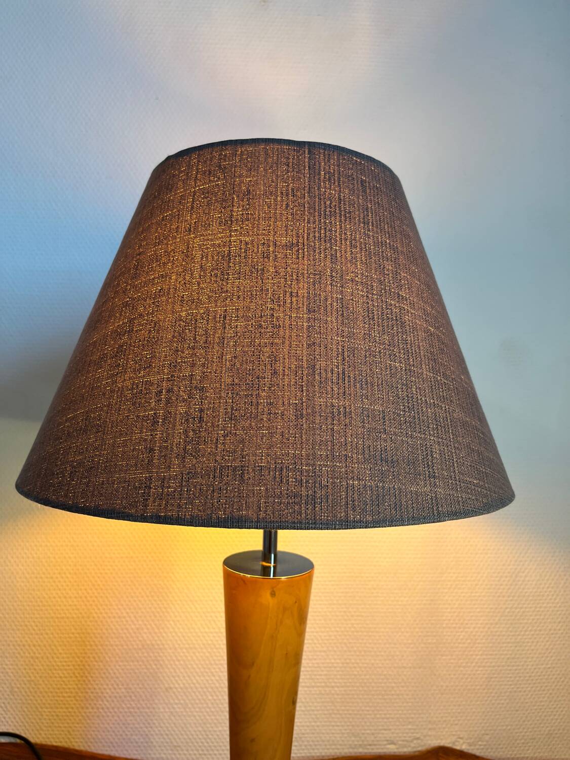 Art Deco table lamp in wood and silver metal