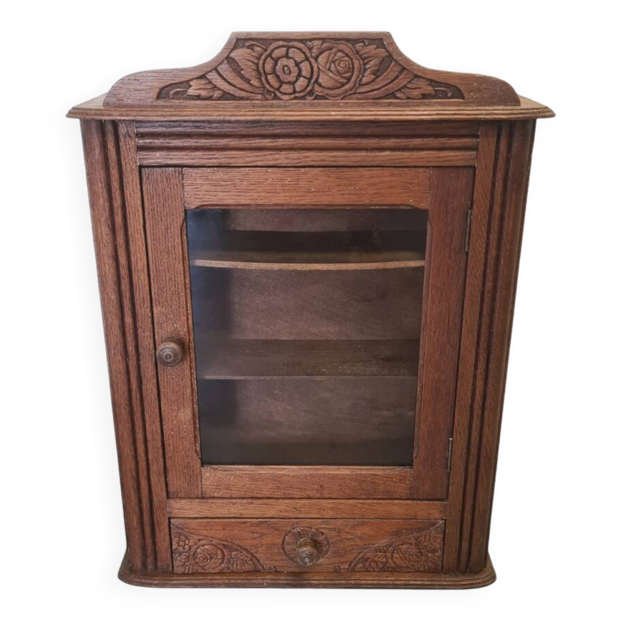 French Art Deco Oak Wall Cabinet, 1930s