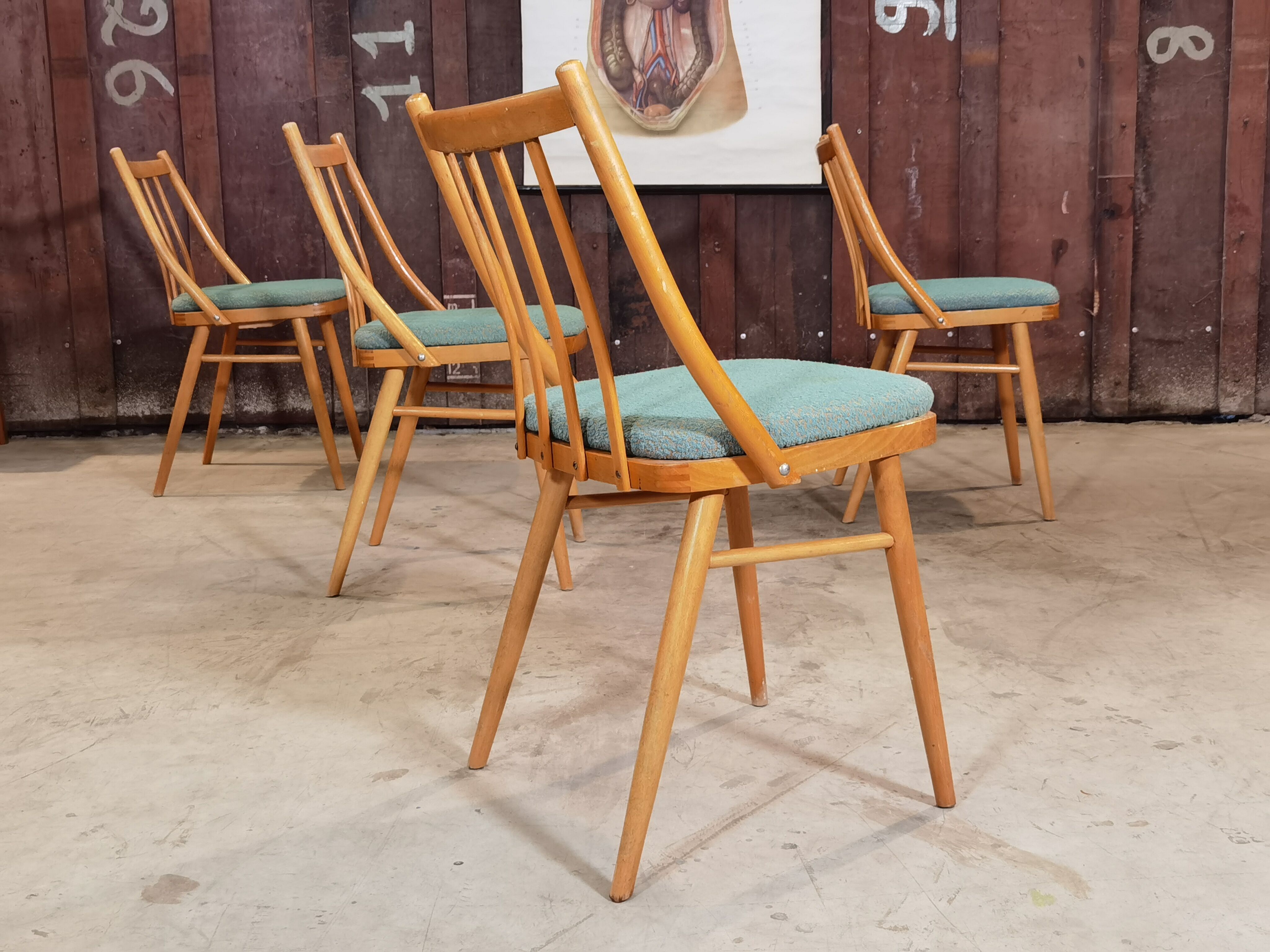 Lot of 4 chairs Antonin Suman