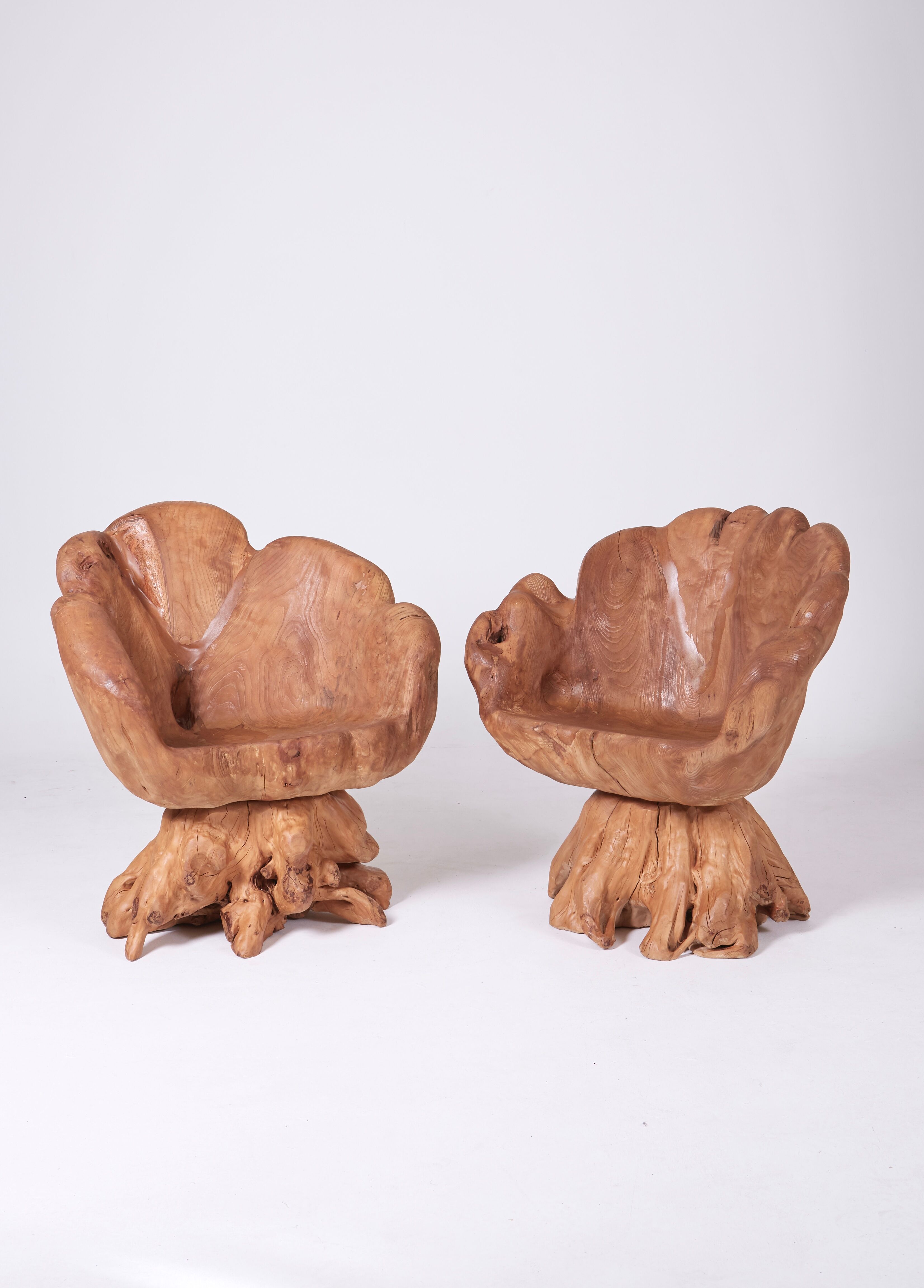 Olive root armchair brutalist design