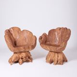 Olive root armchair brutalist design