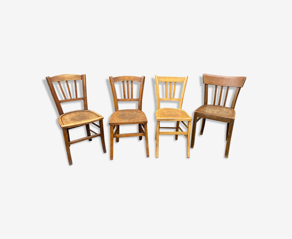 Lot 4 chaises bistrot dépareillé bois courbé brasserie | Selency