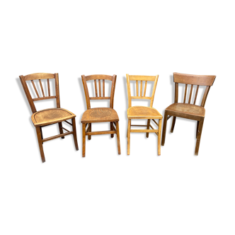Lot 4 Bistro chairs mismatched wood curved Brasserie