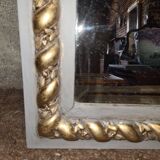 gray and gold patinated trumeau mirror