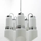 Vistosi Midcentury Italian Murano Glass and Steel "Incamiciato" Chandelier