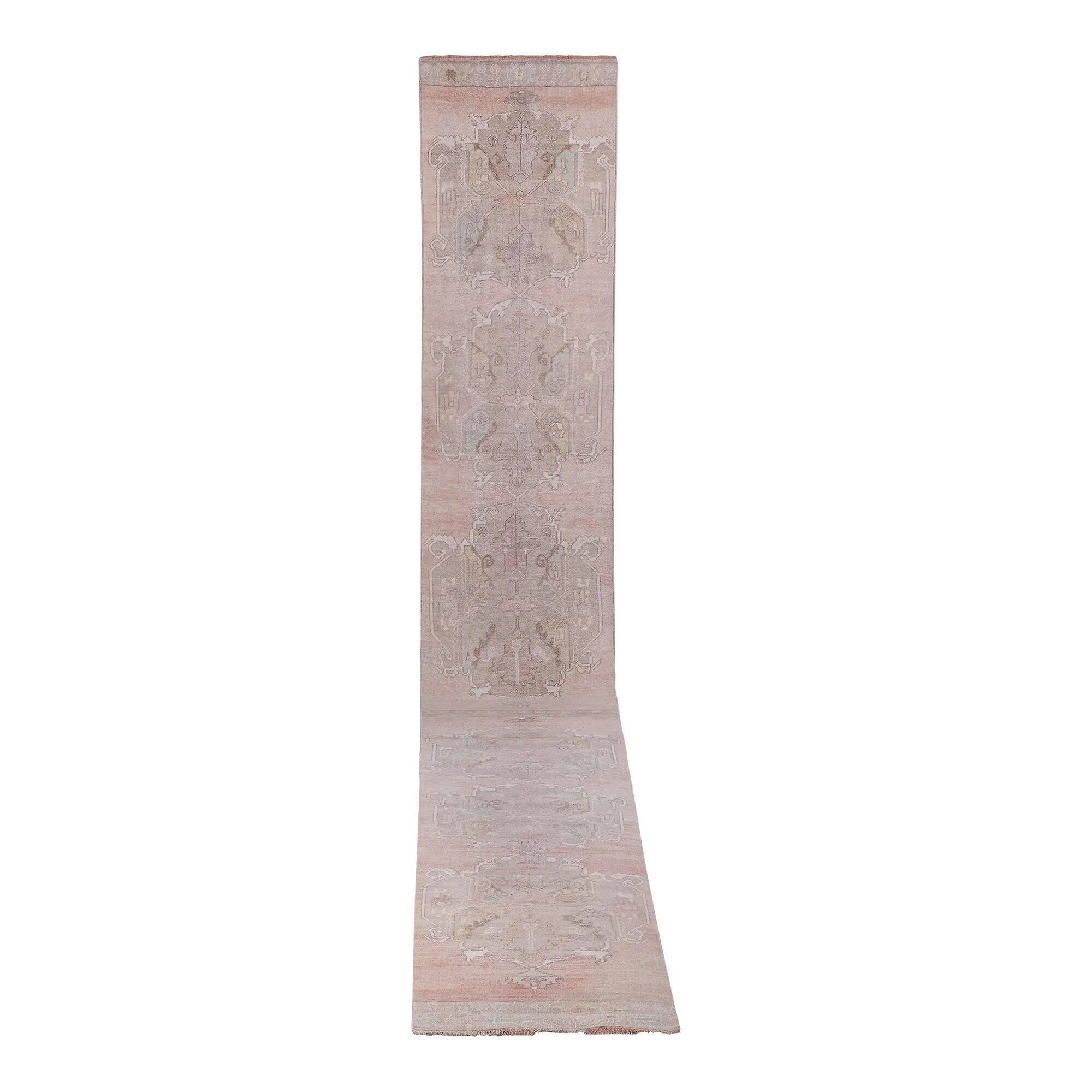 Vintage Turkish hallway rug 92x673 cm