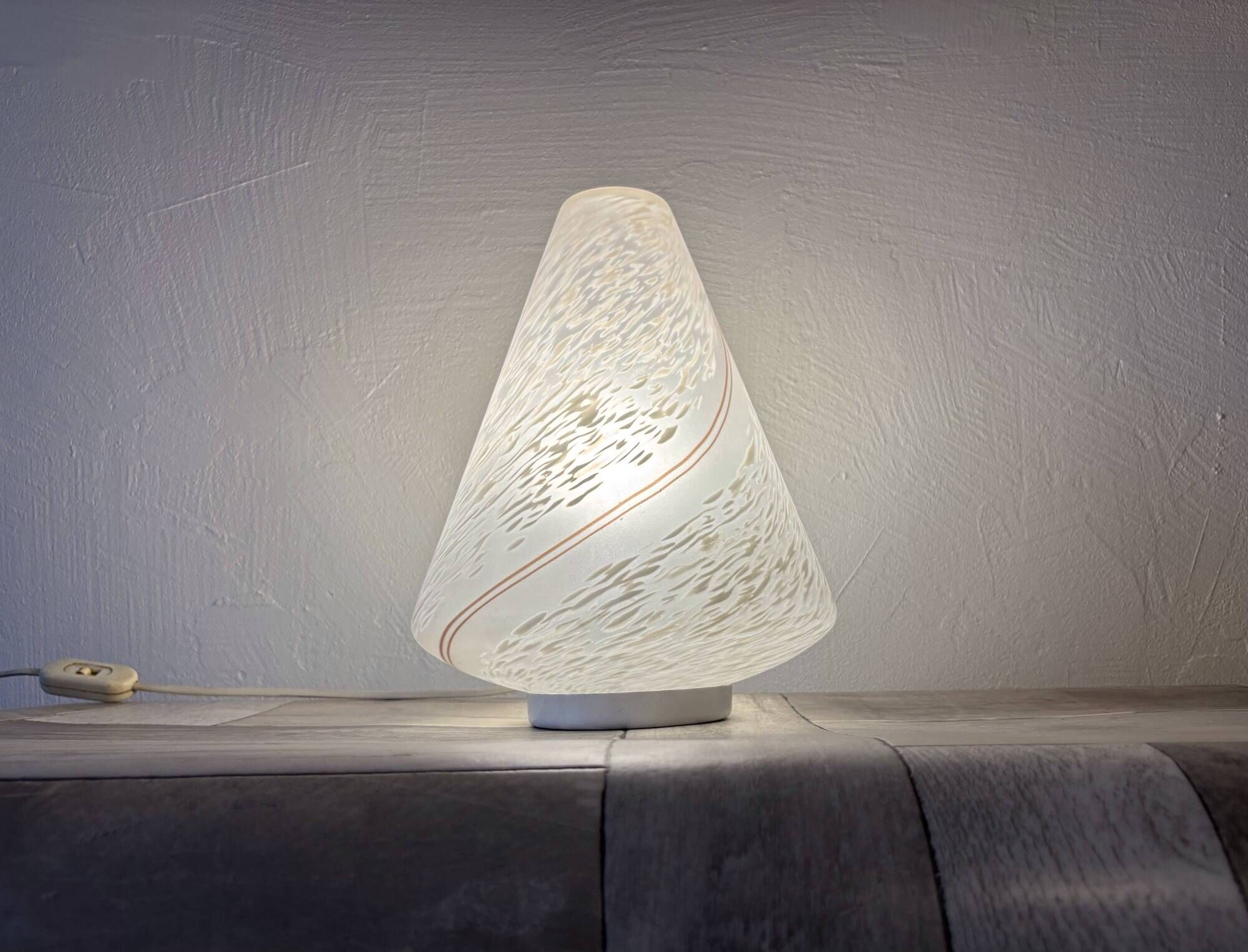 Vintage Murano Swirl Cone Lamp - Original Label - 1970s