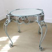 Wrought iron pedestal table mirror top 1930
