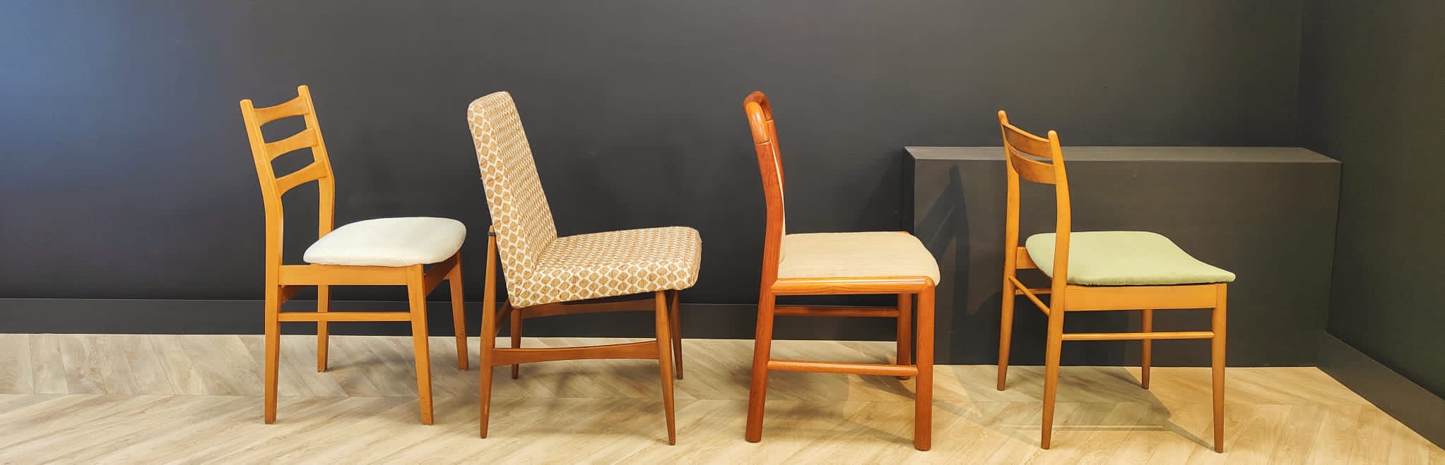 Four mid century chairs vintage