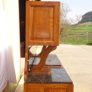 Grand buffet 2 corps en noyer et marbre
