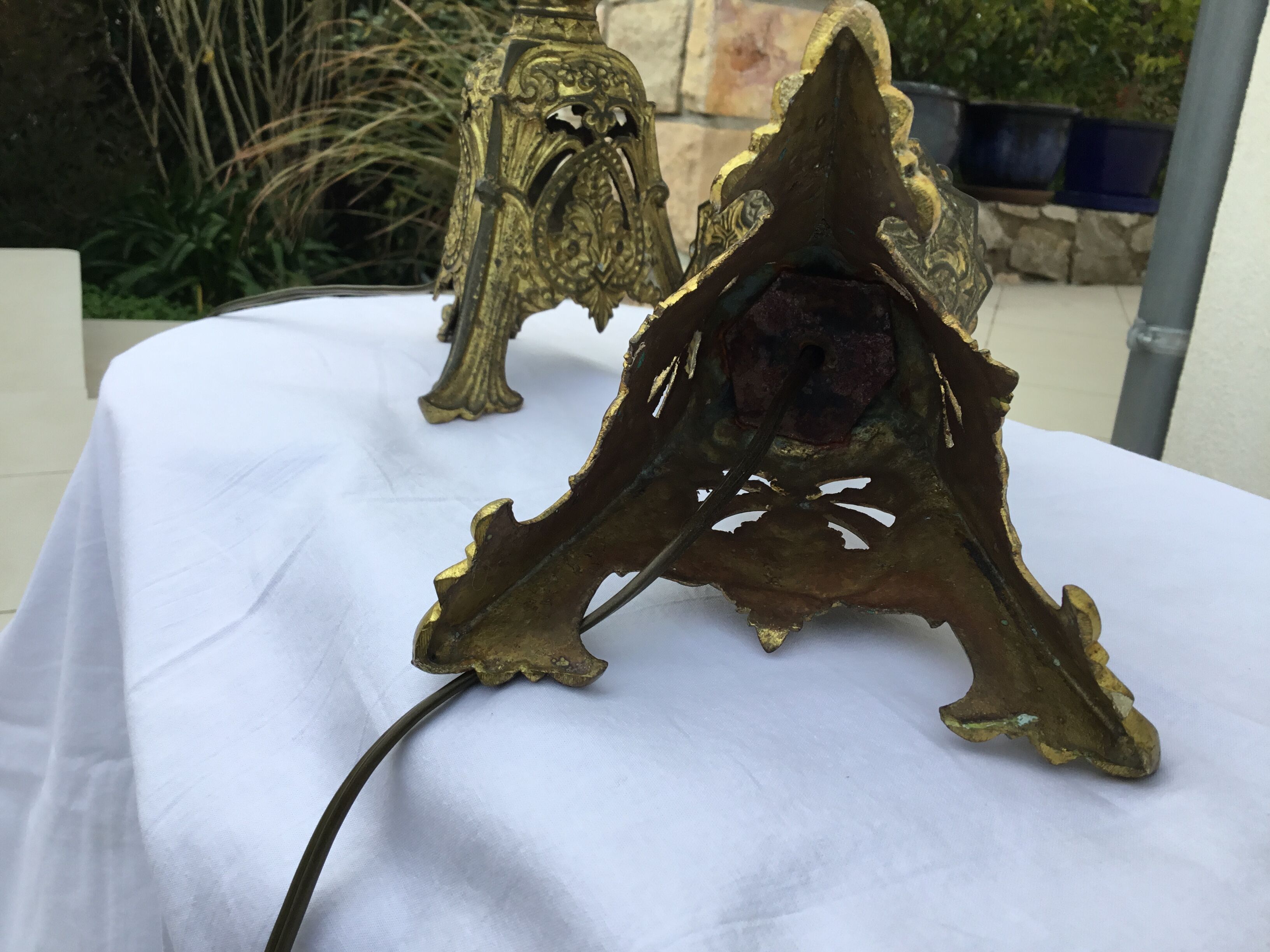 Vintage bronze table lamps