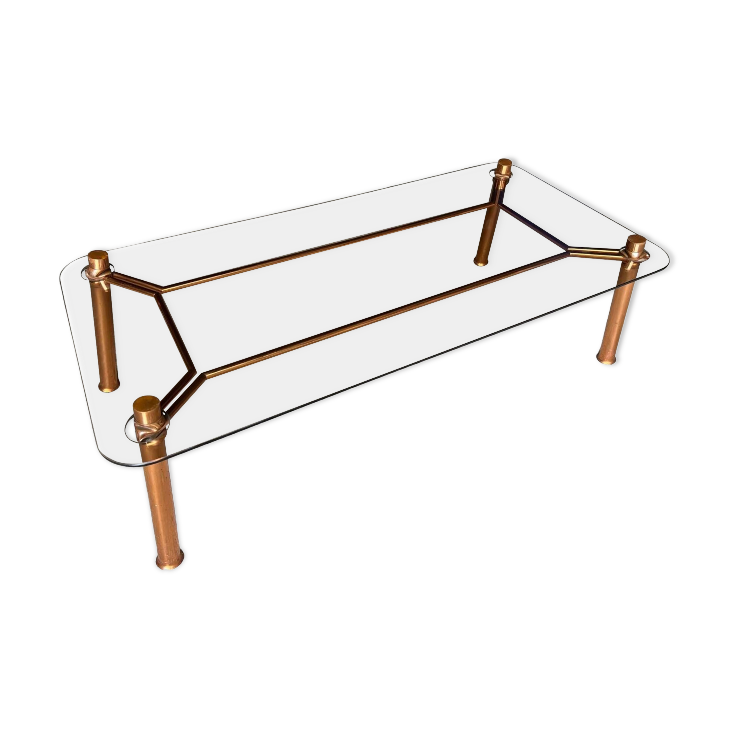 Table basse vintage cuivree 1950