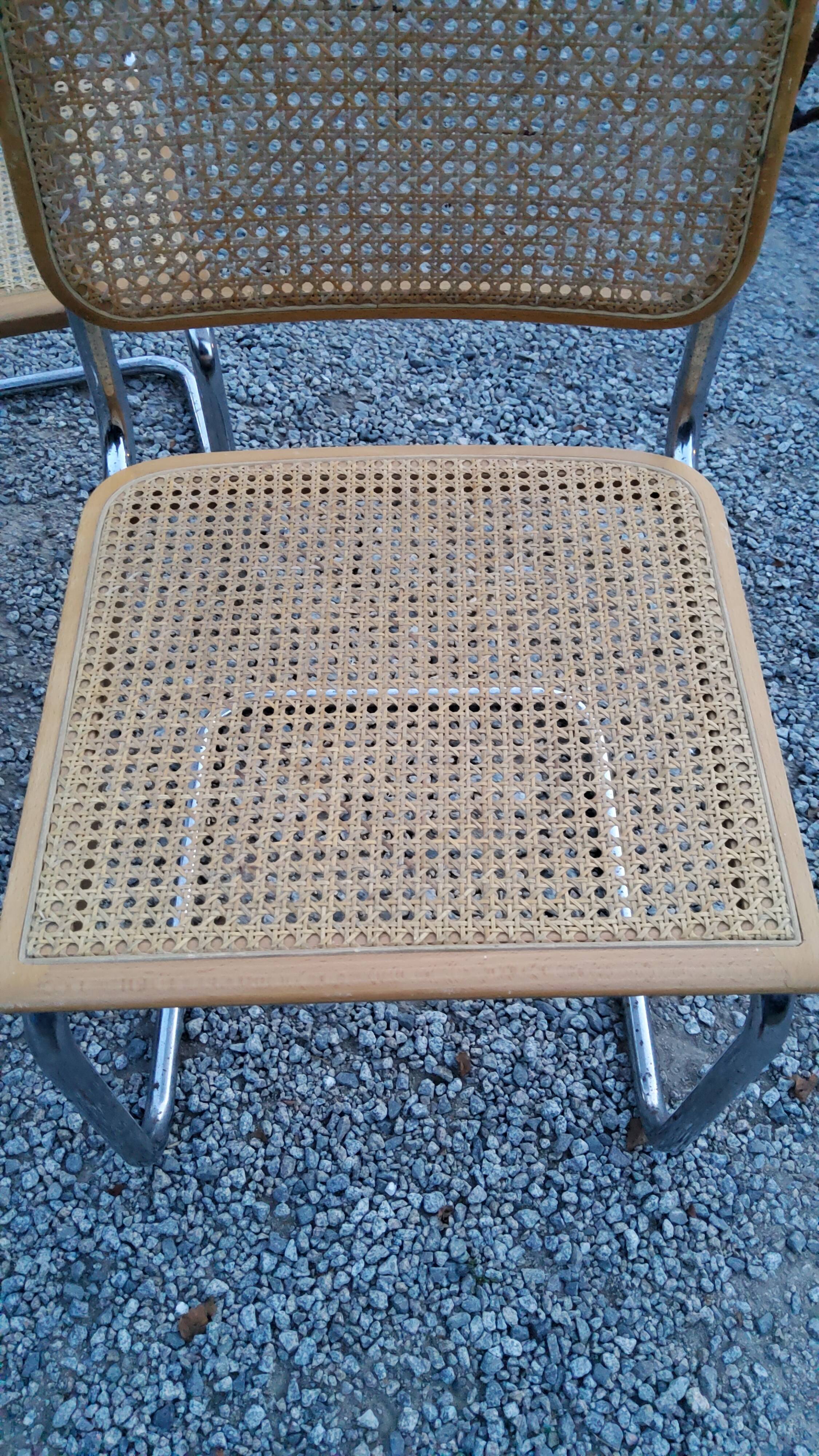 Set of 4 chairs cesca B32 Marcel Breuer Italian edition 1970