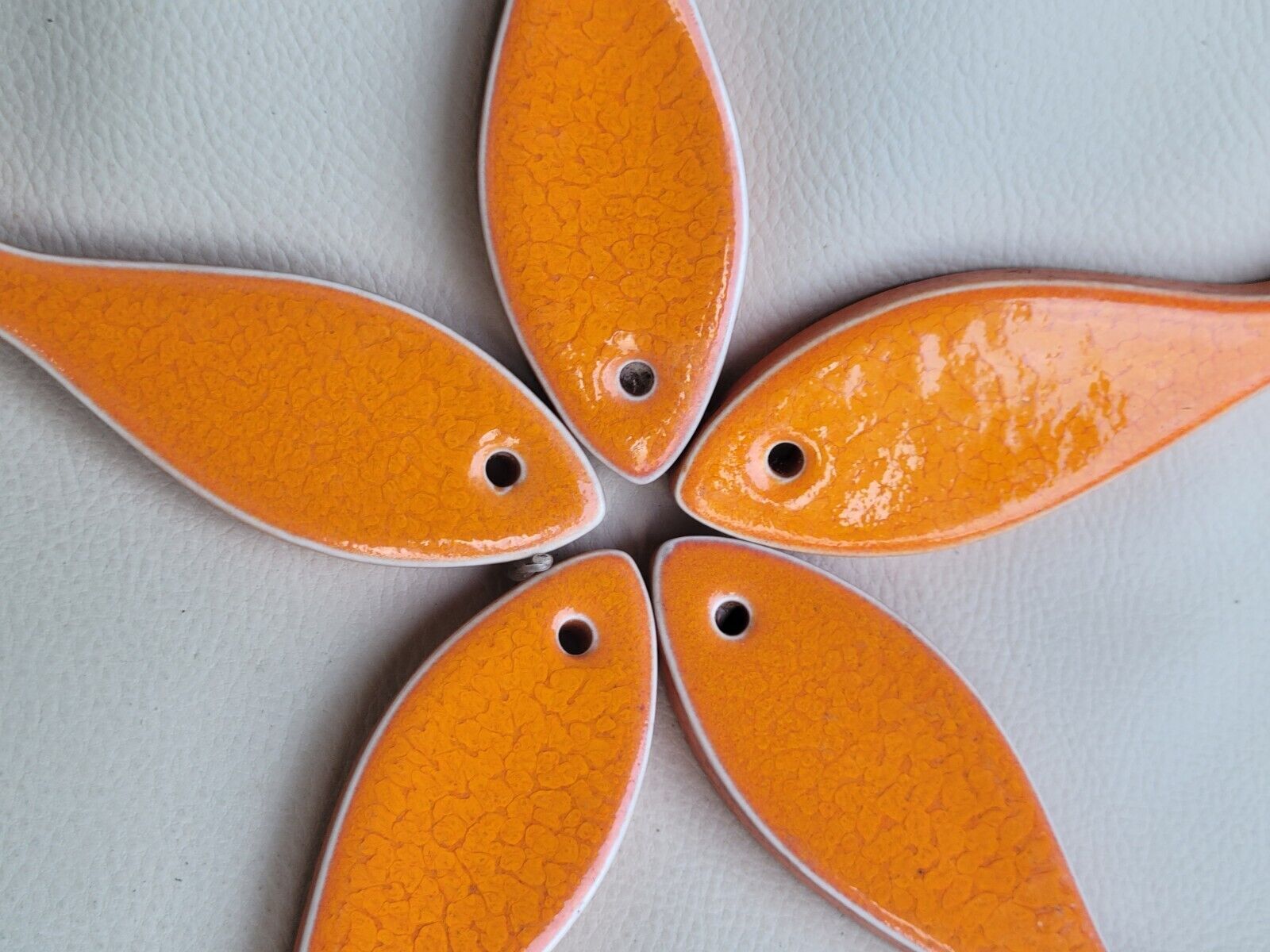 Orange glazed ceramic trifle 5 fish