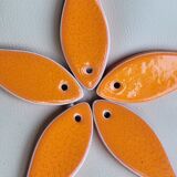 Orange glazed ceramic trifle 5 fish