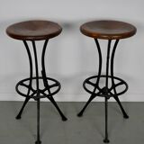 Pair of Italian Industrial Workshop Stools / Bar Stools