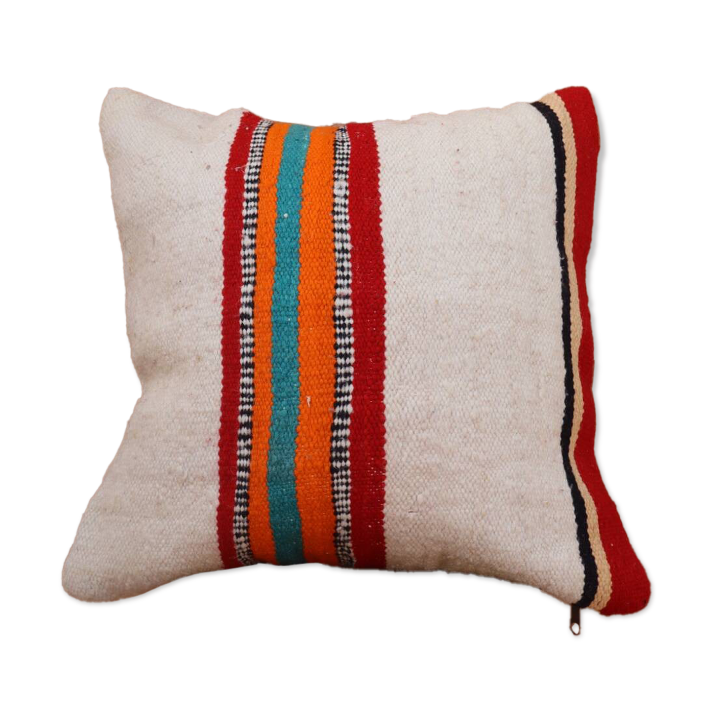 Colorful striped wool cushion