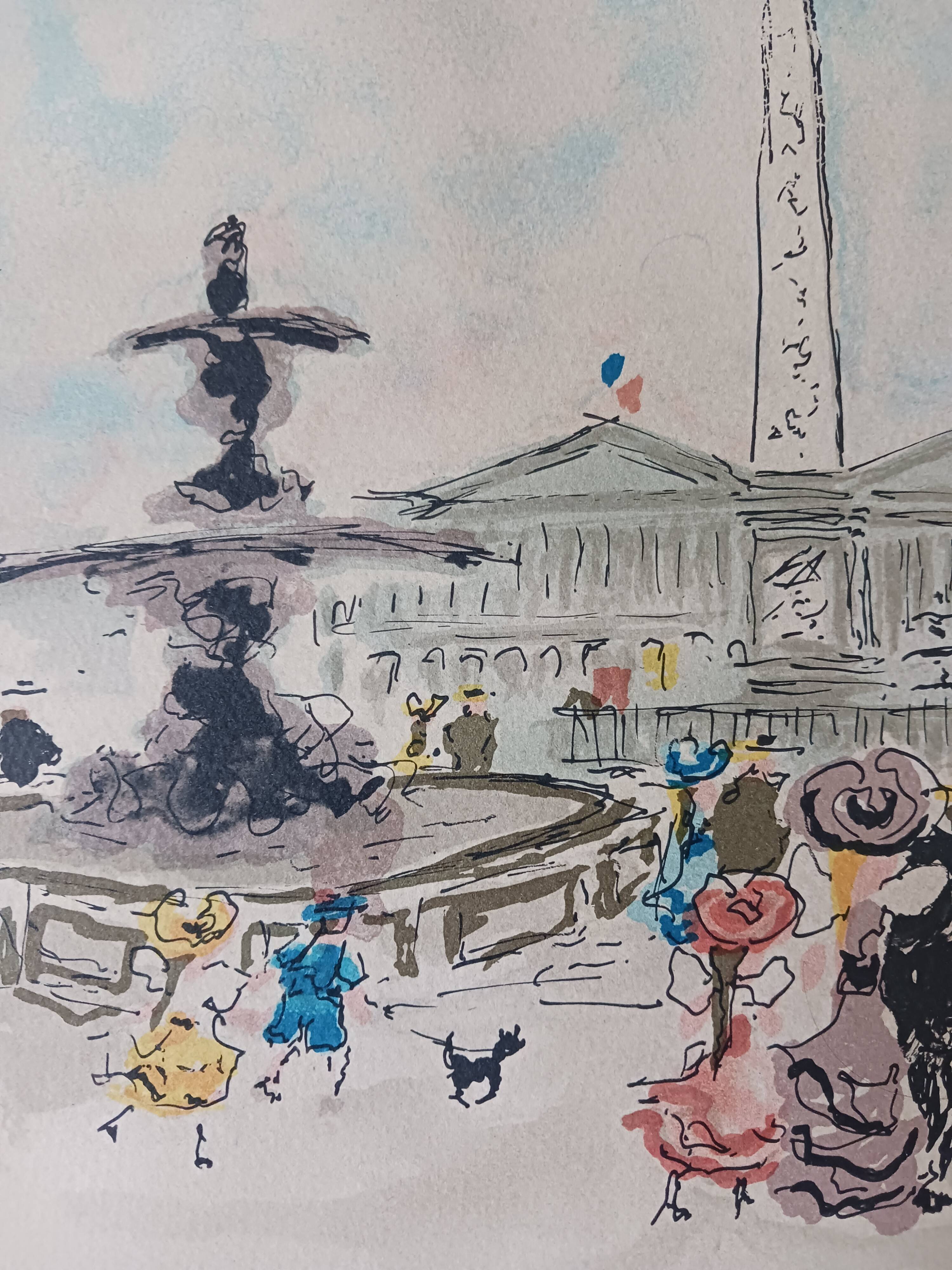 Lithograph of Paris, by Urbain Huchet