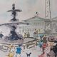 Lithograph of Paris, by Urbain Huchet