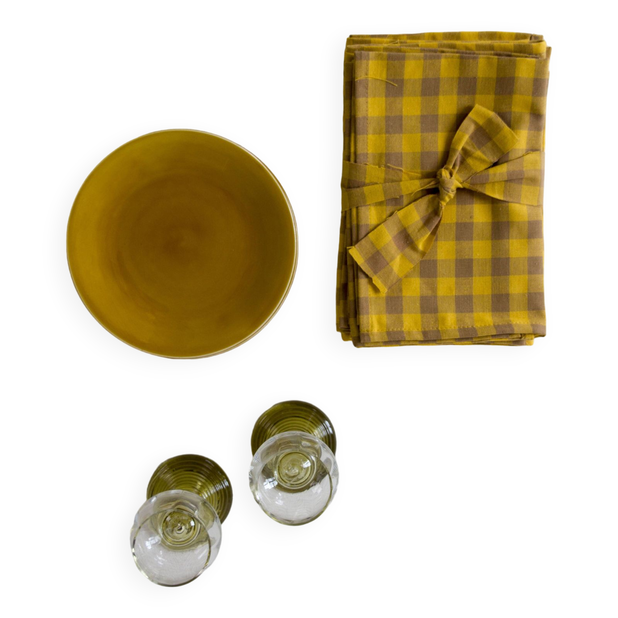 Serviette de table bistrot, carreaux ocres