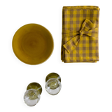 Serviette de table bistrot, carreaux ocres