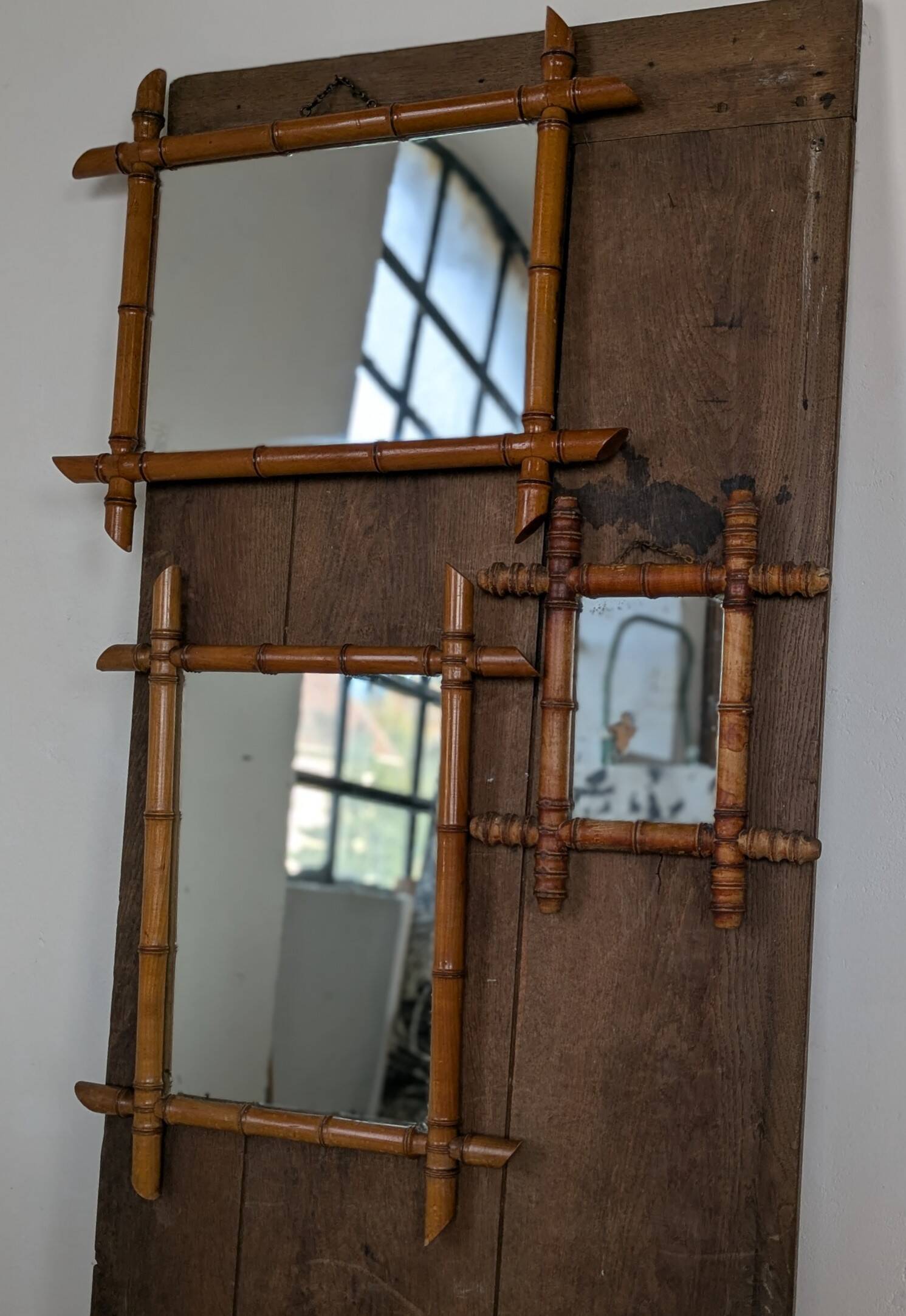 3 bamboo-look mirrors